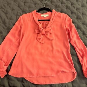 Loft bow blouse coral pink